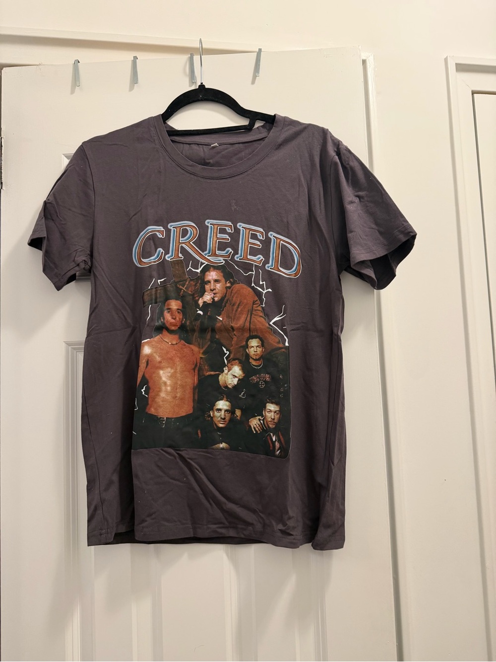 Creed Short Sleeve Band Tee - Slate Gray with Multicolor Print